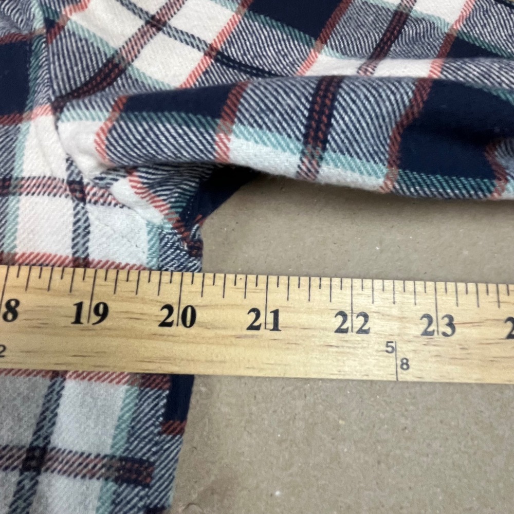 Billabong Kids Large Plaid Flannel Button Down Shirt Navy Blue White Orange L - Picture 8 of 10